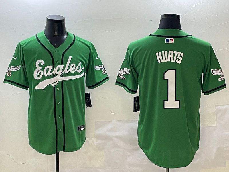 Men Philadelphia Eagles #1 Hurts Green three generations Jointly Name 2025 Nike Limited NFL Jersey style 14->philadelphia eagles->NFL Jersey